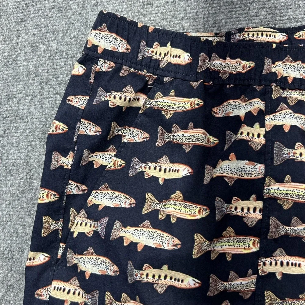 The North Face Fish Print Swim Shorts Mens‎ 2XL Blue Nylon Quick Dry 6
